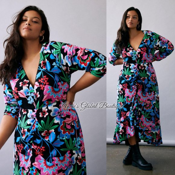 NWT ANTHROPOLOGIE Ruched Floral Maxi Dress. - Picture 11 of 16